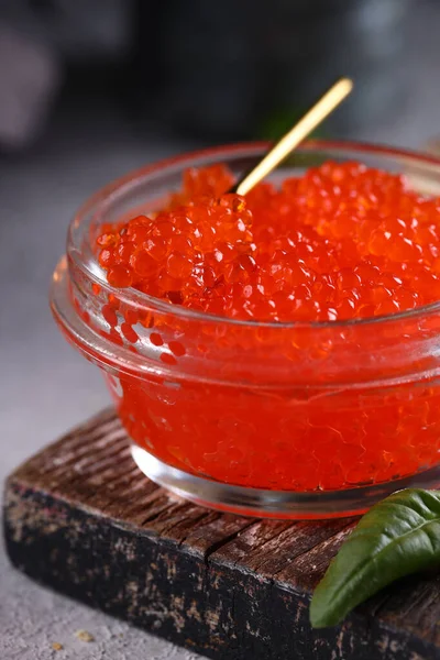 Caviar Gourmet Rojo Frasco Vidrio — Foto de Stock