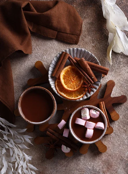 Chocolat Chaud Avec Guimauves Pour Dessert Noël — Photo