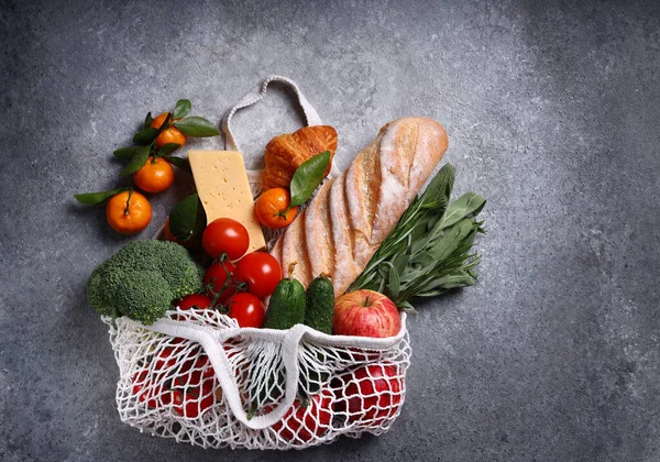Fresh Produce Fruits Vegetables String Bag — Stock Photo, Image