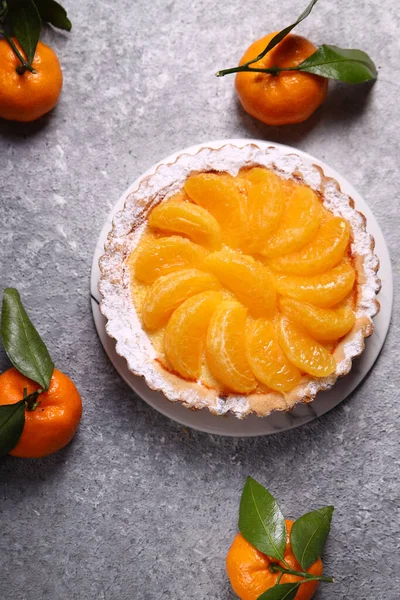 Sýrový Koláč Citrusovým Ovocem Jako Dezert — Stock fotografie