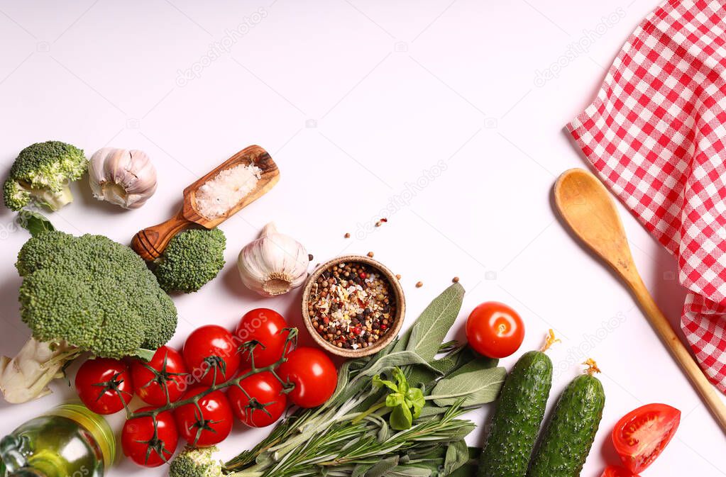 food background fresh vegetable and spices