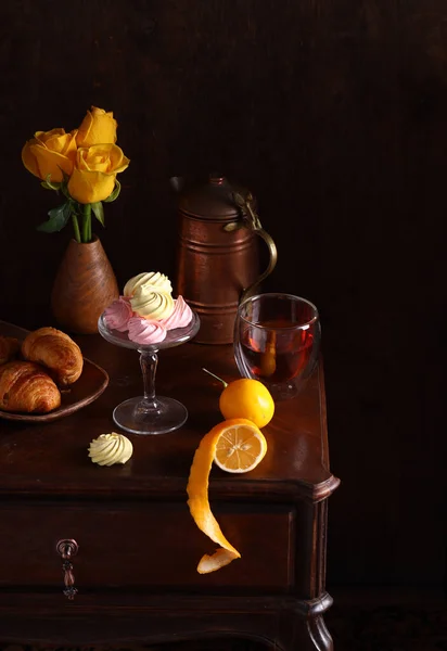 Naturaleza Muerta Con Café Postres — Foto de Stock