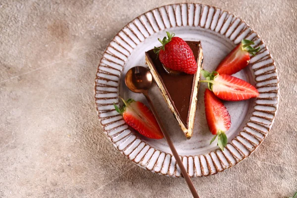 Dessert Kaka Söt Paj Med Bär Och Smör Grädde — Stockfoto