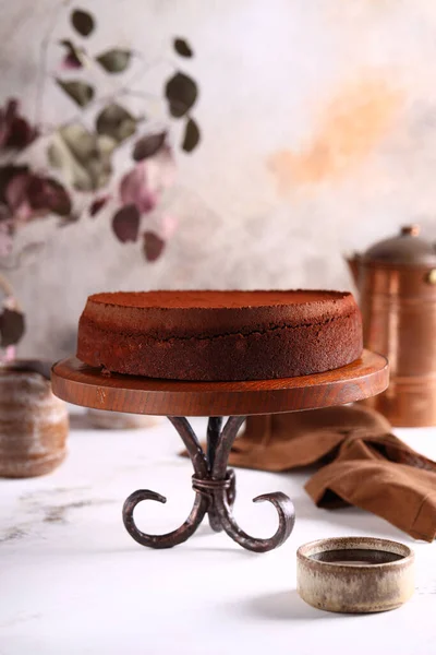 Dessert Kaka Söt Paj Med Bär Och Smör Grädde — Stockfoto