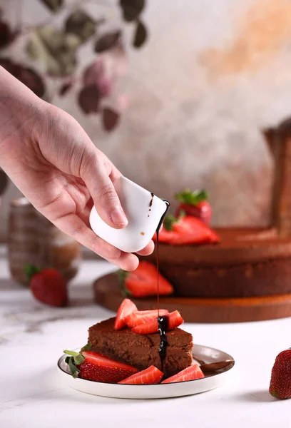 Gâteau Dessert Tarte Sucrée Aux Baies Crème Beurre — Photo