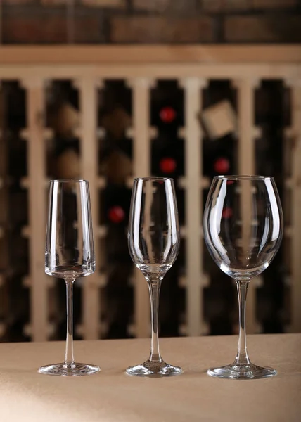 Empty Glass Alcohol Wine Cellar — Stock Photo, Image