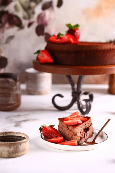 Bolo Sobremesa Torta Doce Com Bagas Creme Manteiga — Fotografia de Stock