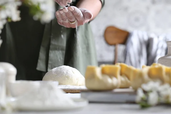 Cocina Rústica Cocina Comida Masa Hornear Albóndigas —  Fotos de Stock