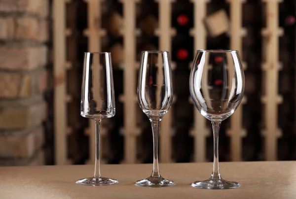 Empty Glass Alcohol Wine Cellar — Stock Photo, Image