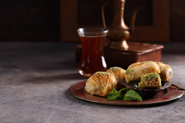 Arabské Sladkosti Baklava Ořechy — Stock fotografie