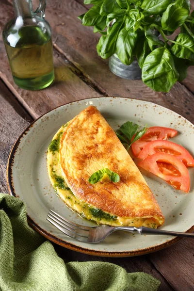 Breakfast Eggs Toast Wooden Table — Stock Photo, Image