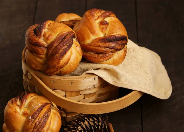 Cinnamon Buns Traditional Swedish Baking — Stock Photo, Image