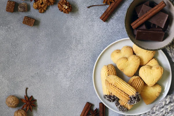 Fond Automne Avec Chocolat Épices Biscuits — Photo