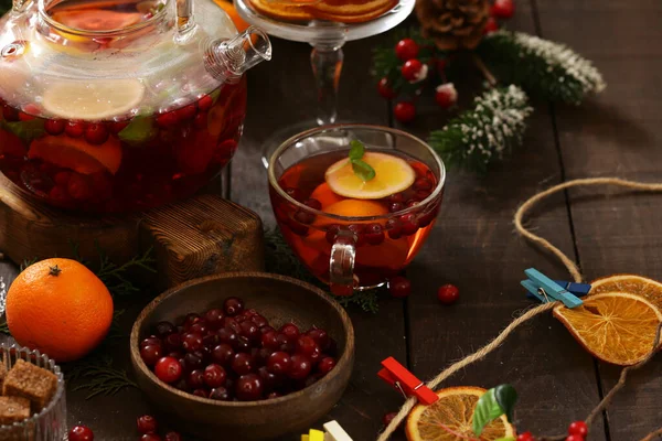 Hete Fruit Thee Kerst Wintervakantie — Stockfoto
