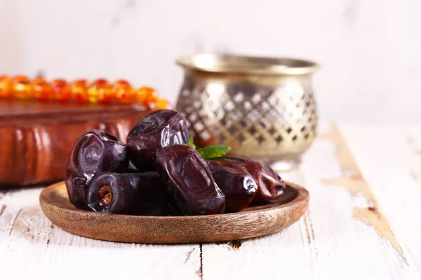 Natural Dried Sweet Dates Plate — Stock Photo, Image