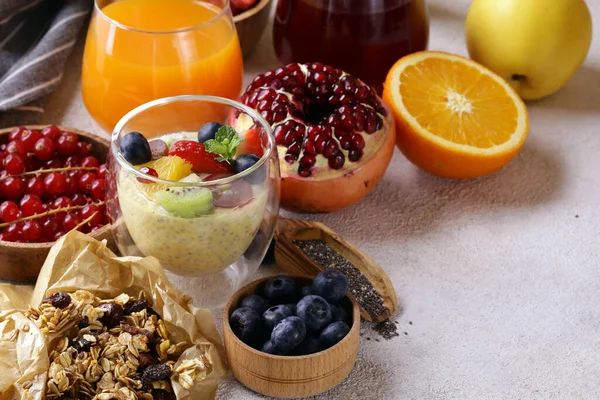 Gesunde Ernährung Frühstück Früchte Beeren Superfood — Stockfoto
