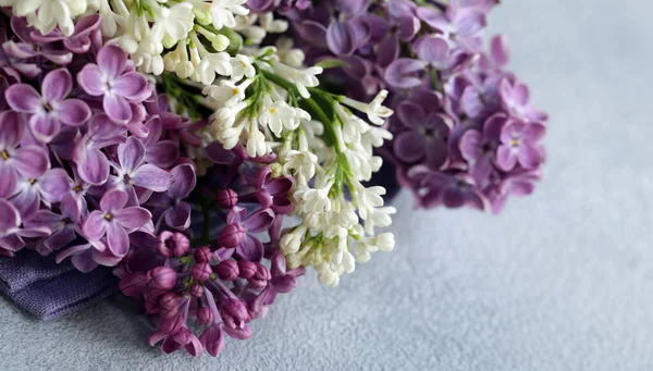 花束の花ライラックグレーの背景 — ストック写真