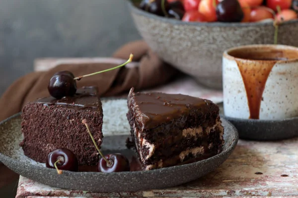 Pastel Chocolate Para Postre Dulce — Foto de Stock