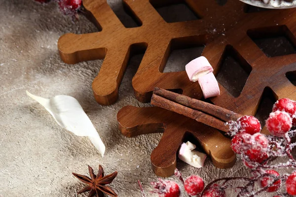 Jul Bakgrund Cookies Och Dekorationer För Semester Och Gåvor — Stockfoto