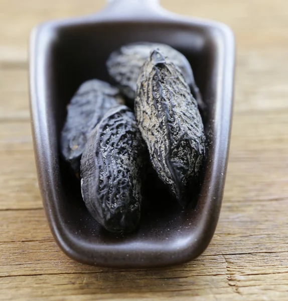 Duftende Tonkabohne, Vanillearoma zum Backen verwendet — Stockfoto