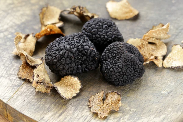 Expensive rare black truffle mushroom - gourmet vegetable — Stock Photo, Image