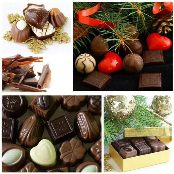 Set di caramelle al cioccolato assortiti regalo per Natale — Foto Stock