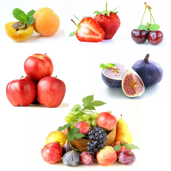 Çeşitli meyveler ve meyve (elma, incir, çilek, kayısı ayarla) — Stok fotoğraf