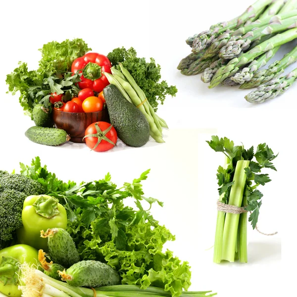 Встановити різні зелені овочі, селеру та спаржу — стокове фото