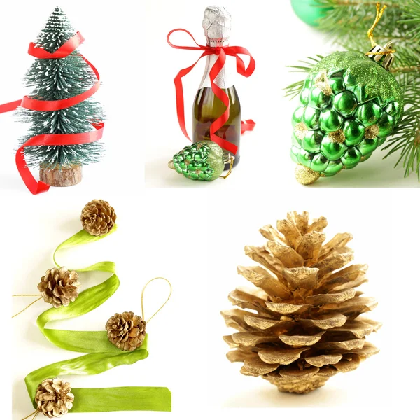 Set different  Christmas decorations and symbols on the white background — Stock Photo, Image