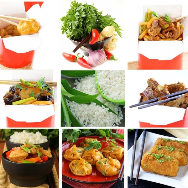 Set menu of Chinese food and ingredients — Stock Photo, Image