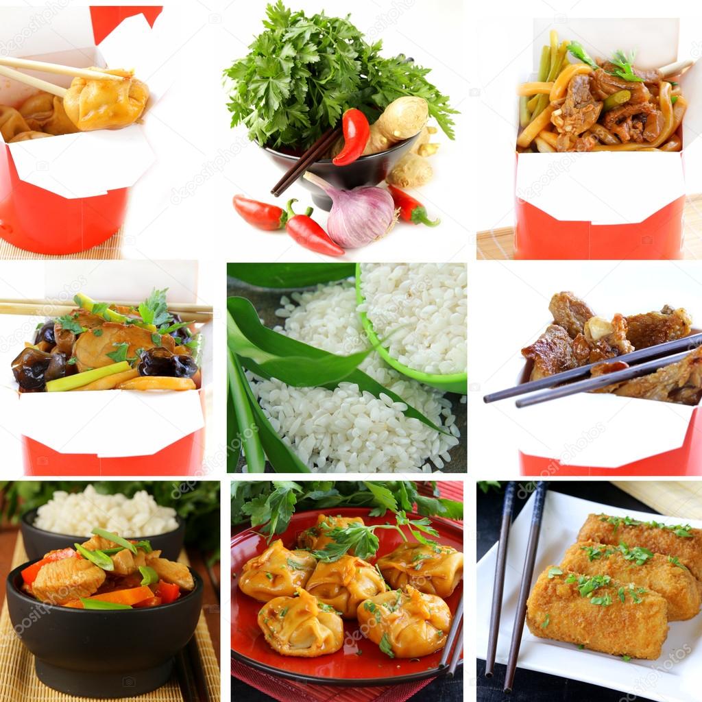 Set menu of Chinese food and ingredients