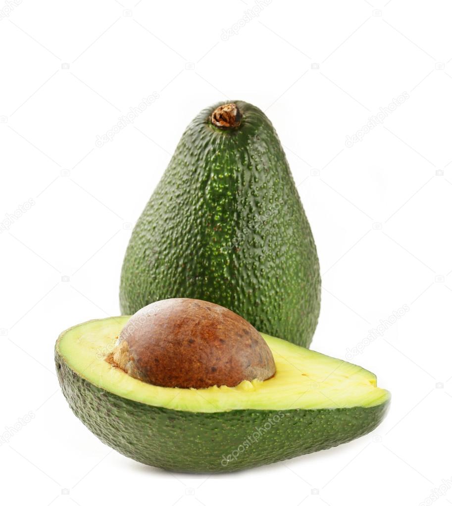 Fresh organic ripe avocado on a white background