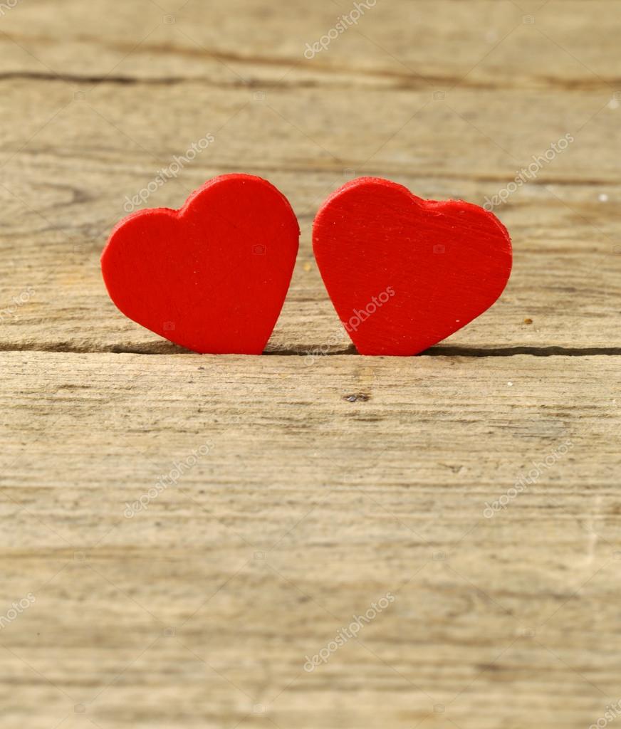 Red wooden hearts
