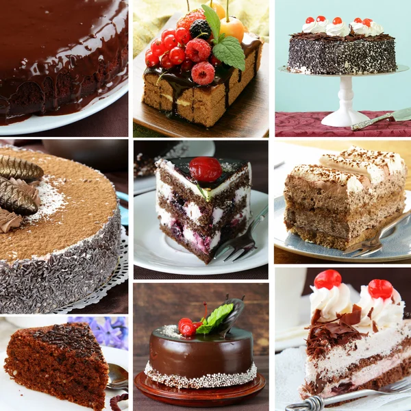 Collage of different kinds of chocolate baking — Stock Photo, Image