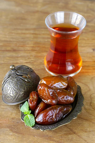 Sweet fruit dates for traditional tea party — Stock Photo, Image