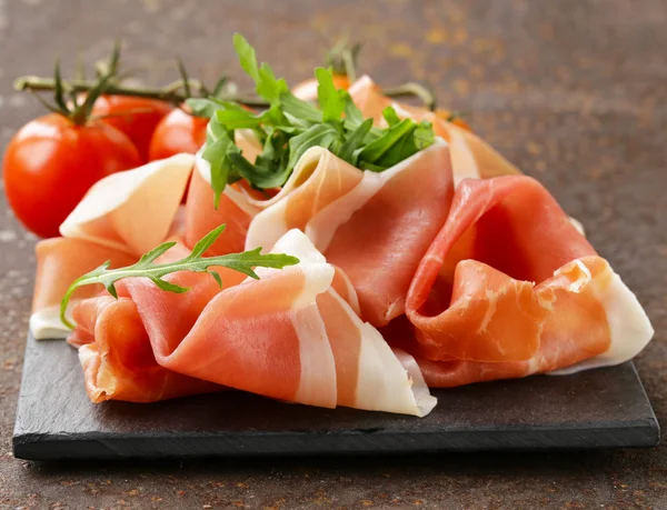 Parma ham (jamon) traditional Italian meat specialties — Stock Photo, Image