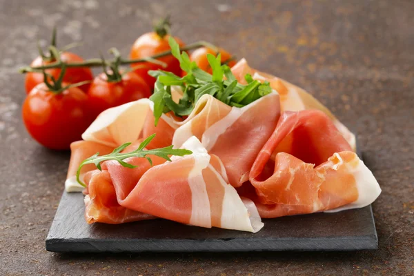 Parma ham (jamon) traditional Italian meat specialties — Stock Photo, Image