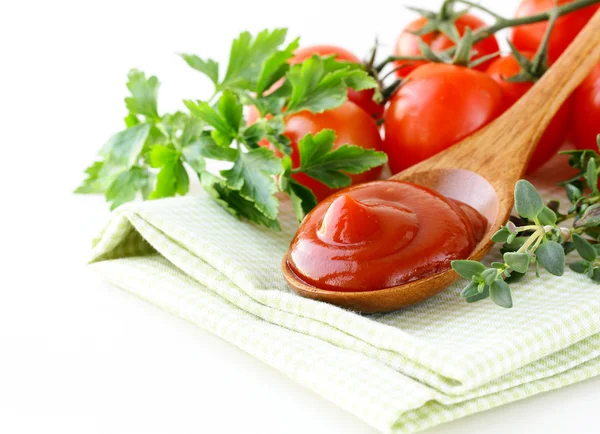 Natural tomato sauce (ketchup) with herbs and spices — Stock Photo, Image