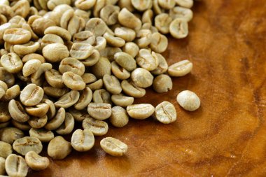 Yakın çekim, sağlıklı gıda organik yeşil kahve fasulye