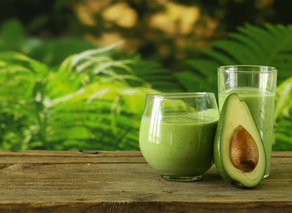 Natural drink smoothie with avocado, herbs and yogurt — Stock Photo, Image