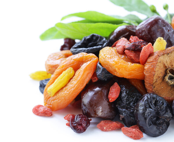 Assorted dried fruits (raisins, apricots, figs, prunes, goji, cranberries)