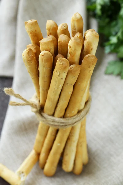 Snack bread sticks with sesame and salt — Stock Photo, Image