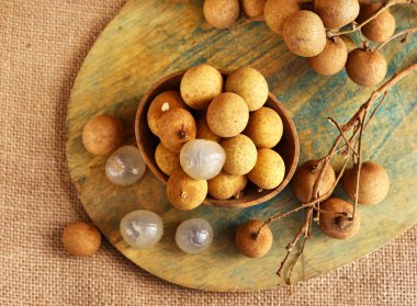 Taze organik tropik meyve Longan ejderha gözü