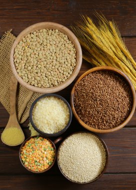 farklı tahıl - buğday, pirinç, mercimek, quinoa çeşitliliği