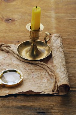 Vintage harita ve aksesuarlar, hazine avı ve seyahat