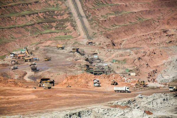 Camiones Volquete Mineros Que Trabajan Minas Carbón Utilizados Como Fuente — Foto de Stock