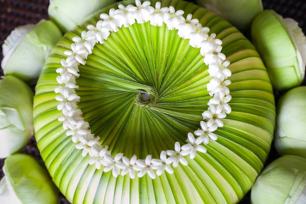Flor Configuración Loto Para Ceremonia Boda Tailandesa Playa — Foto de Stock