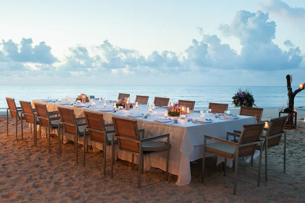 Long Dinner Table Beach Thailand — Stock Photo, Image