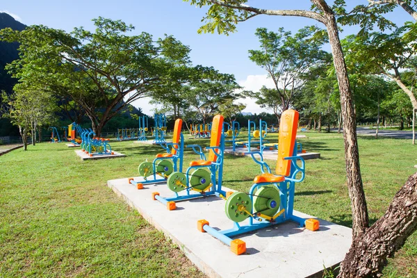 Beautiful modern fitness equipment outdoors — Stock Photo, Image