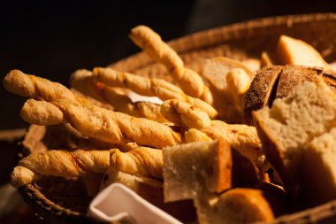 Ekmek sepeti closeup dilimlenmiş